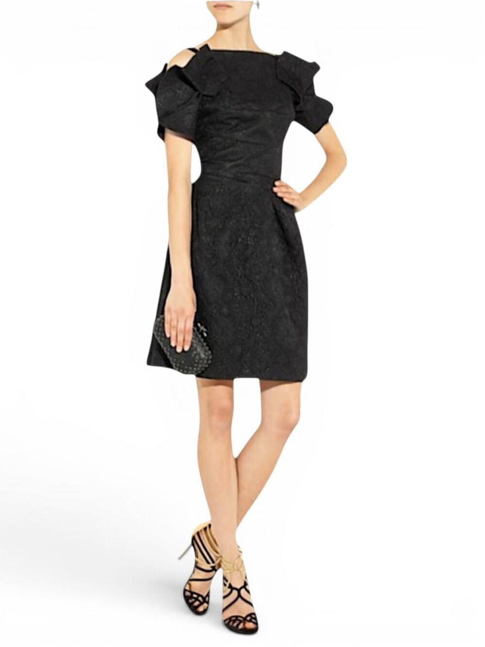 Roland Mouret Diana Dress Black Shimmer Brocade Evening Cocktail $3565 New NWT 6